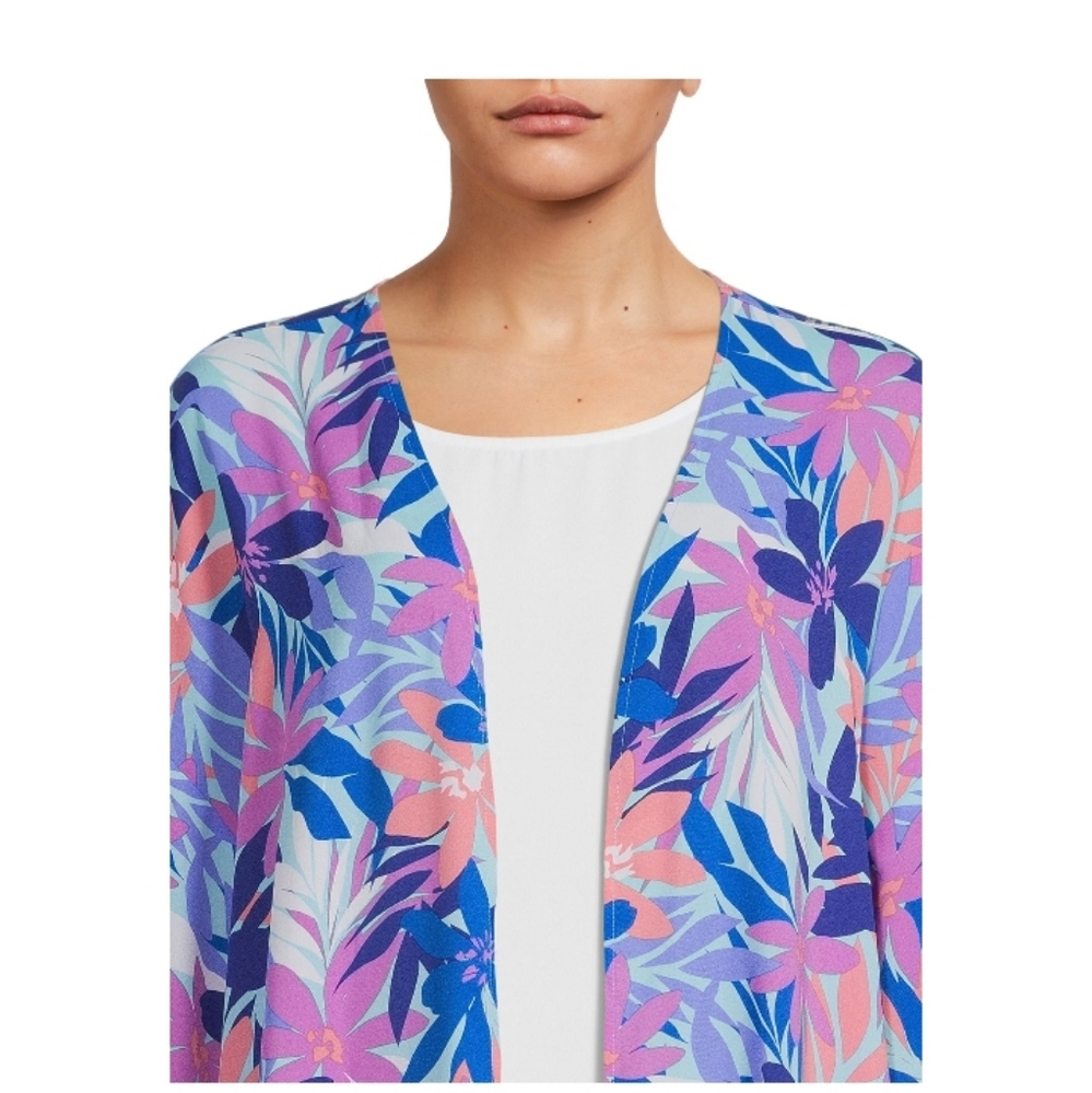 Pioneer woman size S/M Long Sleeve 3/4 sleeve duster purple floral brand new